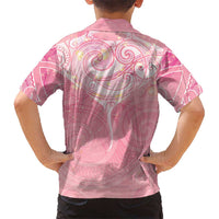Breast Cancer Awareness Maori Aotearoa Family Matching Off Shoulder Maxi Dress and Hawaiian Shirt Manta Ray - Pink Glaze LT7 - Polynesian Pride