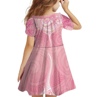 Breast Cancer Awareness Maori Aotearoa Family Matching Off Shoulder Maxi Dress and Hawaiian Shirt Manta Ray - Pink Glaze - Polynesian Pride