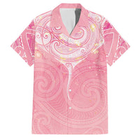 Breast Cancer Awareness Maori Aotearoa Family Matching Off Shoulder Maxi Dress and Hawaiian Shirt Manta Ray - Pink Glaze LT7 Dad's Shirt - Short Sleeve Pink - Polynesian Pride