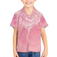 Breast Cancer Awareness Maori Aotearoa Family Matching Summer Maxi Dress and Hawaiian Shirt Manta Ray - Pink Glaze - Polynesian Pride