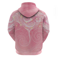 Breast Cancer Awareness Maori Aotearoa Hoodie Manta Ray - Pink Glaze - Polynesian Pride