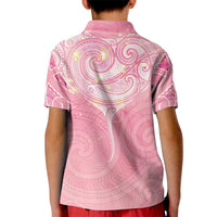 Breast Cancer Awareness Maori Aotearoa Kid Polo Shirt Manta Ray - Pink Glaze - Polynesian Pride