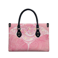 Breast Cancer Awareness Maori Aotearoa Leather Bag Manta Ray - Pink Glaze - Polynesian Pride