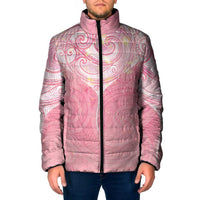 Breast Cancer Awareness Maori Aotearoa Padded Jacket Manta Ray - Pink Glaze - Polynesian Pride