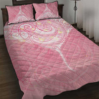 Breast Cancer Awareness Maori Aotearoa Quilt Bed Set Manta Ray - Pink Glaze - Polynesian Pride