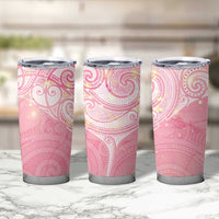 Breast Cancer Awareness Maori Aotearoa Tumbler Cup Manta Ray - Pink Glaze - Polynesian Pride