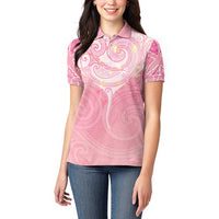 Breast Cancer Awareness Maori Aotearoa Women Polo Shirt Manta Ray - Pink Glaze LT7 - Polynesian Pride