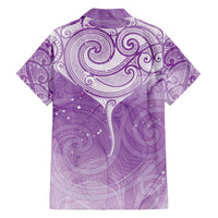 Epilepsy Awareness Maori Aotearoa Family Matching Off The Shoulder Long Sleeve Dress and Hawaiian Shirt Manta Ray - Purple Glaze LT7 - Polynesian Pride
