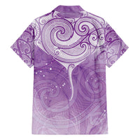 Epilepsy Awareness Maori Aotearoa Family Matching Off Shoulder Maxi Dress and Hawaiian Shirt Manta Ray - Purple Glaze - Polynesian Pride