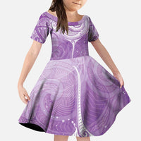 Epilepsy Awareness Maori Aotearoa Family Matching Puletasi and Hawaiian Shirt Manta Ray - Purple Glaze LT7 Daughter's Dress Purple - Polynesian Pride