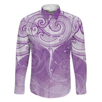 Epilepsy Awareness Maori Aotearoa Family Matching Short Sleeve Bodycon Dress and Hawaiian Shirt Manta Ray - Purple Glaze LT7 Dad's Shirt - Long Sleeve Purple - Polynesian Pride