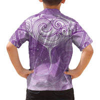 Epilepsy Awareness Maori Aotearoa Family Matching Summer Maxi Dress and Hawaiian Shirt Manta Ray - Purple Glaze LT7 - Polynesian Pride