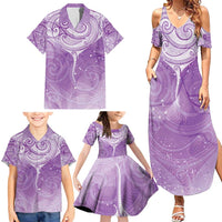 Epilepsy Awareness Maori Aotearoa Family Matching Summer Maxi Dress and Hawaiian Shirt Manta Ray - Purple Glaze LT7 - Polynesian Pride