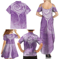 Epilepsy Awareness Maori Aotearoa Family Matching Summer Maxi Dress and Hawaiian Shirt Manta Ray - Purple Glaze - Polynesian Pride