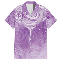 Epilepsy Awareness Maori Aotearoa Family Matching Summer Maxi Dress and Hawaiian Shirt Manta Ray - Purple Glaze LT7 Dad's Shirt - Short Sleeve Purple - Polynesian Pride