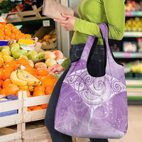 Epilepsy Awareness Maori Aotearoa Grocery Bag Manta Ray - Purple Glaze - Polynesian Pride