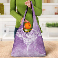 Epilepsy Awareness Maori Aotearoa Grocery Bag Manta Ray - Purple Glaze - Polynesian Pride