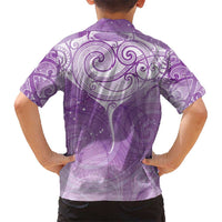 Epilepsy Awareness Maori Aotearoa Kid Hawaiian Shirt Manta Ray - Purple Glaze - Polynesian Pride