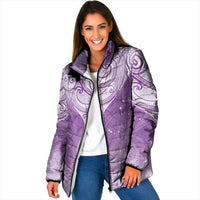 Epilepsy Awareness Maori Aotearoa Padded Jacket Manta Ray - Purple Glaze - Polynesian Pride