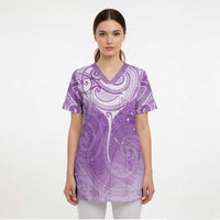 Epilepsy Awareness Maori Aotearoa Scrub Top Manta Ray - Purple Glaze - Polynesian Pride