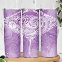 Epilepsy Awareness Maori Aotearoa Skinny Tumbler Manta Ray - Purple Glaze - Polynesian Pride