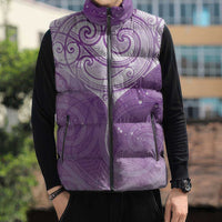 Epilepsy Awareness Maori Aotearoa Sleeveless Puffer Jacket Manta Ray - Purple Glaze - Polynesian Pride