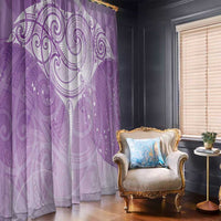 Epilepsy Awareness Maori Aotearoa Window Curtain Manta Ray - Purple Glaze - Polynesian Pride