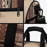 Samoa Siapo Mamanu Duffle Bag Plumeria Mocha Motifs