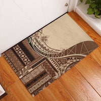 Samoa Siapo Mamanu Rubber Doormat Plumeria Mocha Motifs