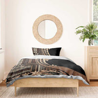 Samoa Siapo Mamanu Bedding Set Plumeria Black Motifs