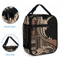 Samoa Siapo Mamanu Lunch Bag Plumeria Black Motifs