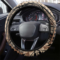 Samoa Siapo Mamanu Steering Wheel Cover Plumeria Black Motifs