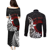 Valentine New Zealand Couples Matching Puletasi and Long Sleeve Button Shirt Aotearoa Couple Maori Aroha Ki a Koe LT7 - Polynesian Pride