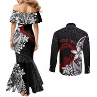 New Zealand Aotearoa Valentine Couples Matching Mermaid Dress and Long Sleeve Button Shirt Couple Maori Aroha Ki a Koe Ver.02 LT7 - Polynesian Pride