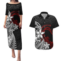 New Zealand Aotearoa Valentine Couples Matching Puletasi and Hawaiian Shirt Couple Maori Aroha Ki a Koe Ver.02 LT7 Black - Polynesian Pride