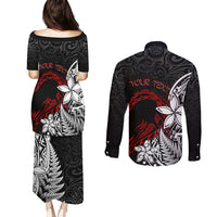 New Zealand Aotearoa Valentine Couples Matching Puletasi and Long Sleeve Button Shirt Couple Maori Aroha Ki a Koe Ver.02 LT7 - Polynesian Pride