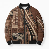 Pasifika Women's Day - Samoa Siapo Malu Tattoo Inspired Bomber Puffer Jacket Brown