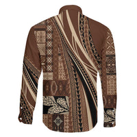 Pasifika Women's Day - Samoa Siapo Malu Tattoo Inspired Family Matching Short Sleeve Bodycon Dress and Hawaiian Shirt Brown LT7 - Polynesian Pride