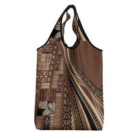 Pasifika Women's Day - Samoa Siapo Malu Tattoo Inspired Grocery Bag Brown