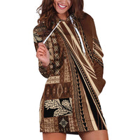 Pasifika Women's Day - Samoa Siapo Malu Tattoo Inspired Hoodie Dress Brown