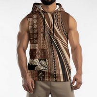 Pasifika Women's Day - Samoa Siapo Malu Tattoo Inspired Sleeveless Hoodie Brown