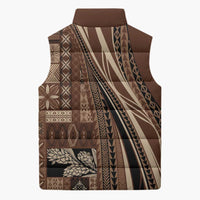 Pasifika Women's Day - Samoa Siapo Malu Tattoo Inspired Sleeveless Puffer Jacket Brown