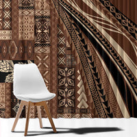 Pasifika Women's Day - Samoa Siapo Malu Tattoo Inspired Window Curtain Brown
