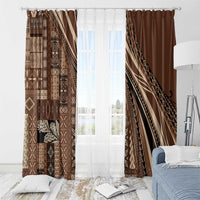 Pasifika Women's Day - Samoa Siapo Malu Tattoo Inspired Window Curtain Brown