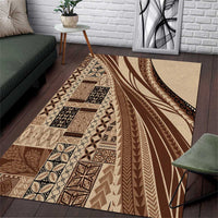 Pasifika Women's Day - Samoa Siapo Malu Tattoo Inspired Area Rug Beige