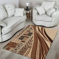 Pasifika Women's Day - Samoa Siapo Malu Tattoo Inspired Area Rug Beige