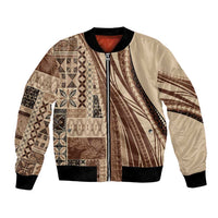 Pasifika Women's Day - Samoa Siapo Malu Tattoo Inspired Bomber Jacket Beige