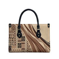 Pasifika Women's Day - Samoa Siapo Malu Tattoo Inspired Leather Bag Beige