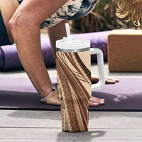 Pasifika Women's Day - Samoa Siapo Malu Tattoo Inspired Tumbler With Handle Beige