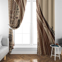 Pasifika Women's Day - Samoa Siapo Malu Tattoo Inspired Window Curtain Beige